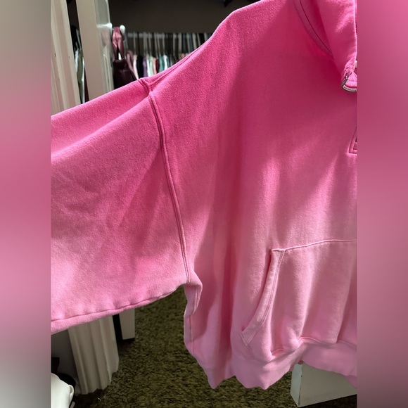 PINK Victoria's Secret Quarter Zip Pink Ombre Pullover Sweatshirt Large - Picture 4 of 5